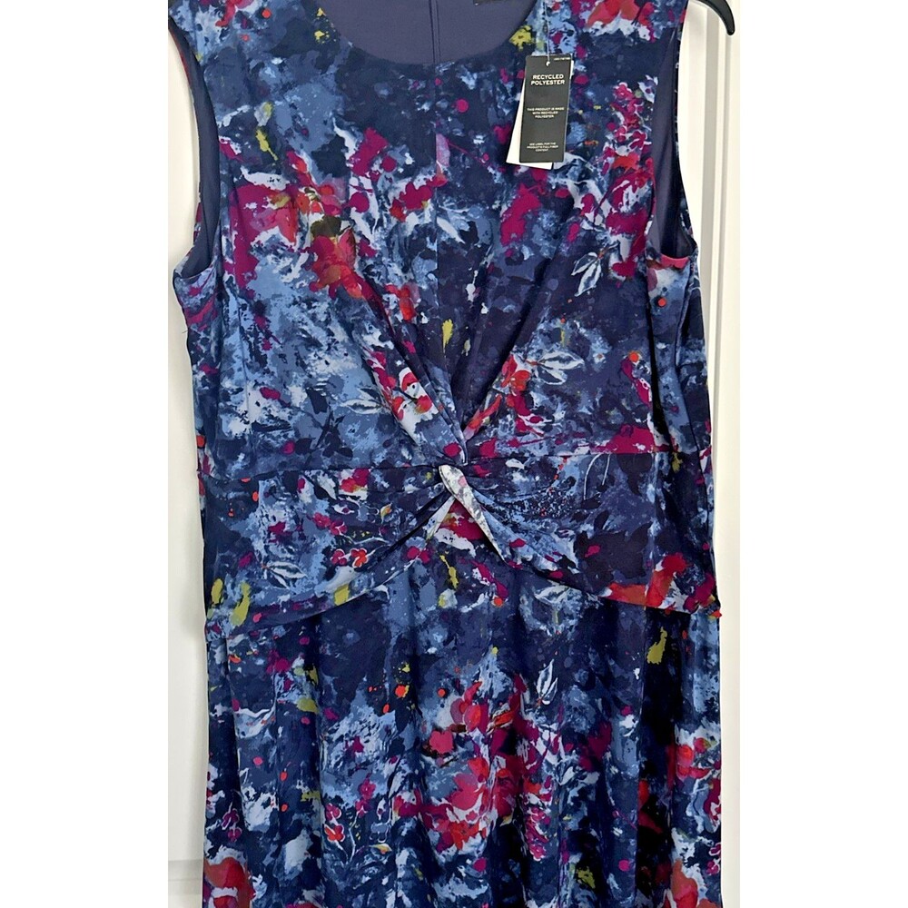 Lauren Ralph Lauren Women's Plus Size Print Twist-Front Jersey Dress Blue 18W - Picture 6 of 12